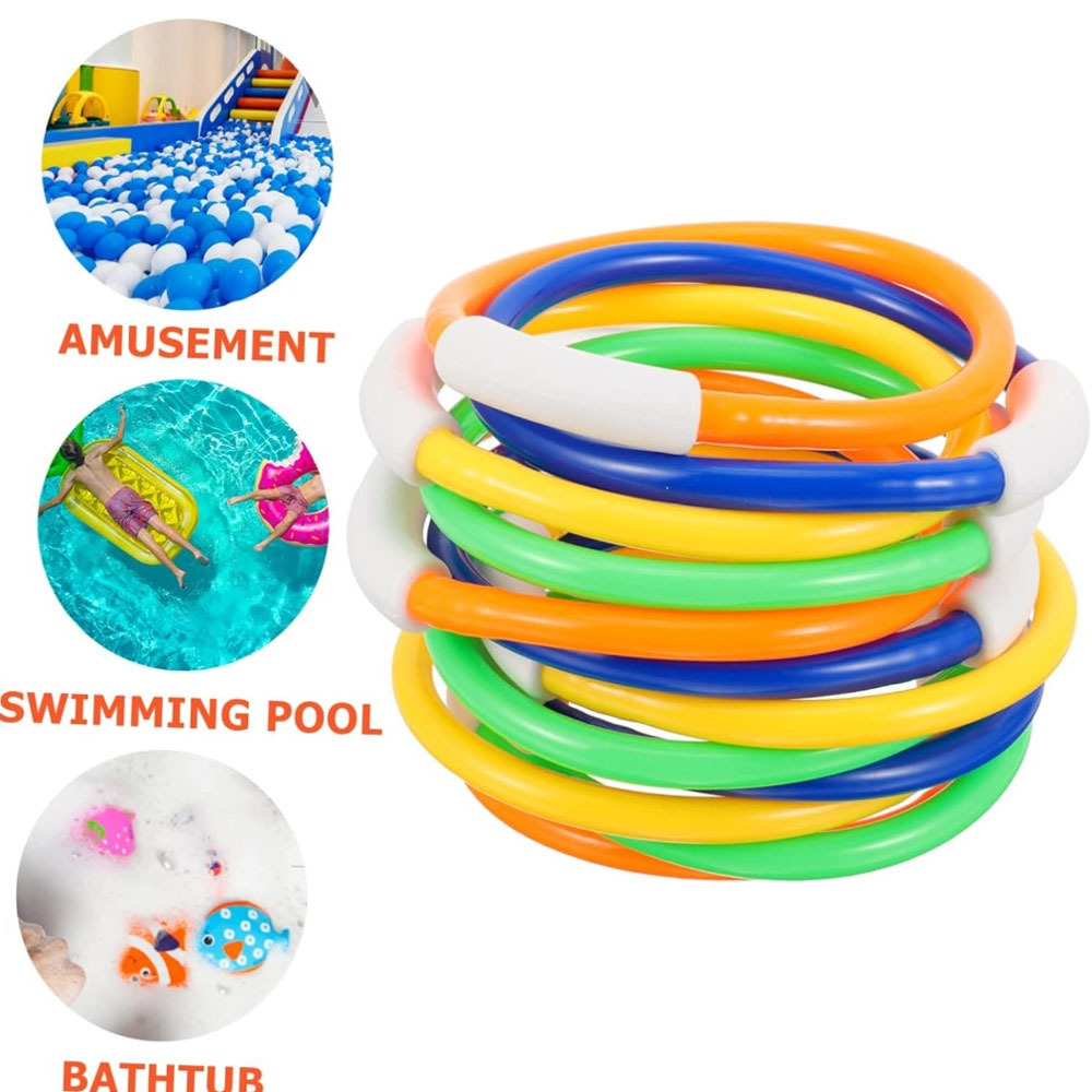 Aquatic Diving - 4つのカラフルなダイビングリング、プールゲーム用 - 水泳、ダイビング、水中回収トレーニング用の簡単に見分けられる水遊び用おもちゃ