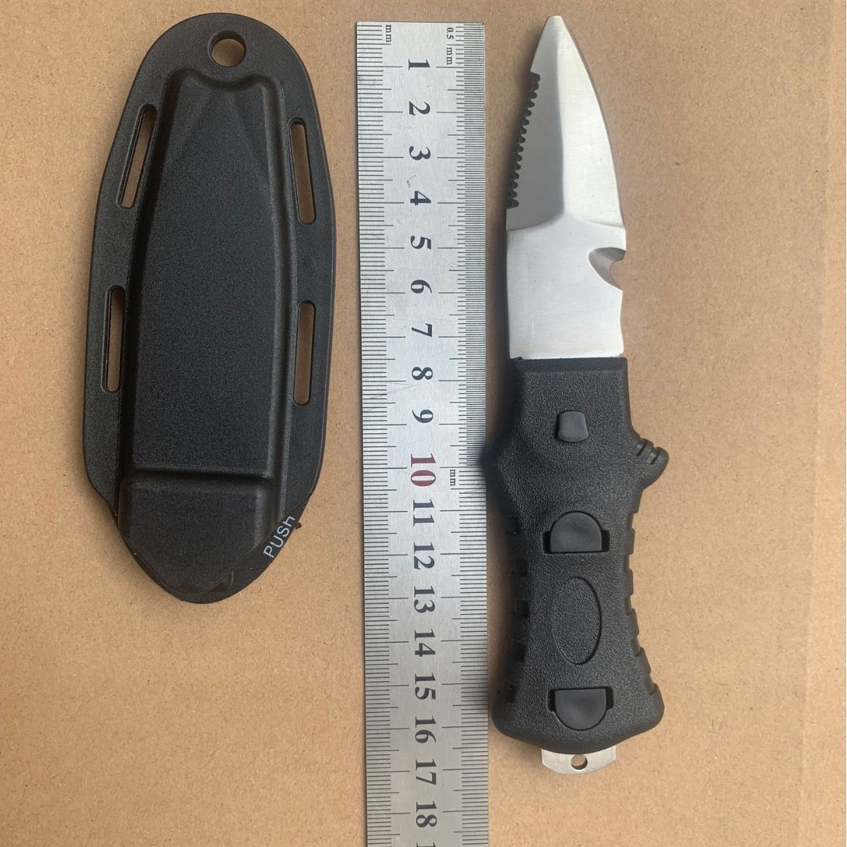 Dive Knife Titanium - レスキュー用ダイブナイフ、水中およびサバイバル用のラインカッター付きステンレススチール製ダイビングツール