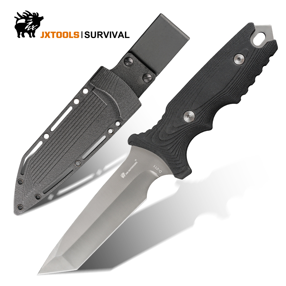 Dive Knife Titanium - サバイバル固定刃ナイフ EDC タクティカルナイフ ベルトシース付き、タントブレード チタンコーティング アウトドア