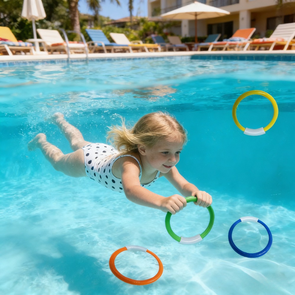 4つのカラフルなダイビングリング、プールゲーム用 - 水泳、 - Aquatic Diving のレビューと価格