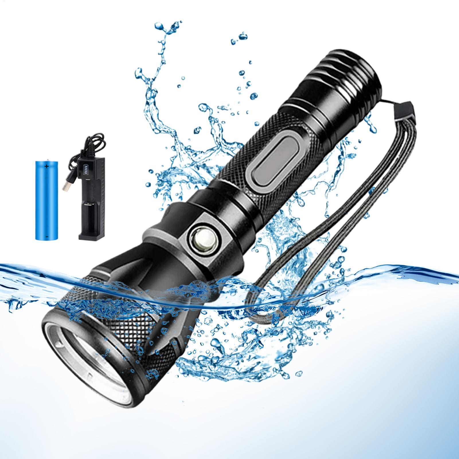 3モード強力充電式防水LEDダイビング懐中電灯トーチポータブ - Aquatic Diving のレビューと価格
