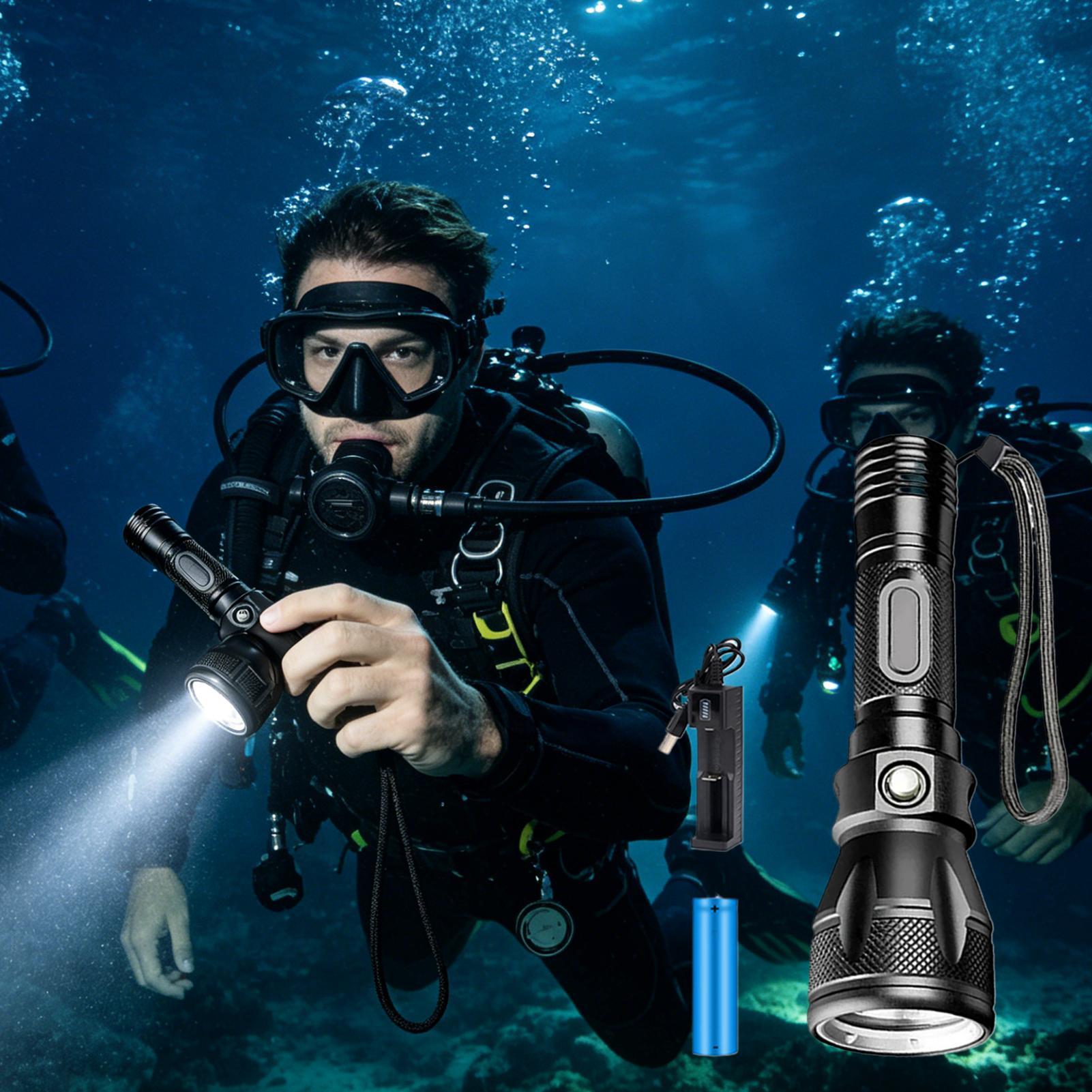 3モード強力充電式防水LEDダイビング懐中電灯トーチポータブ - Aquatic Diving のレビューと価格