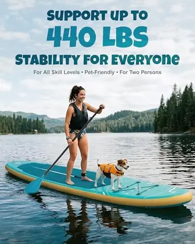 エクストラワイドインフレータブルスタンドアップパドルボード、 - Stand Up Paddle Leash のレビューと価格