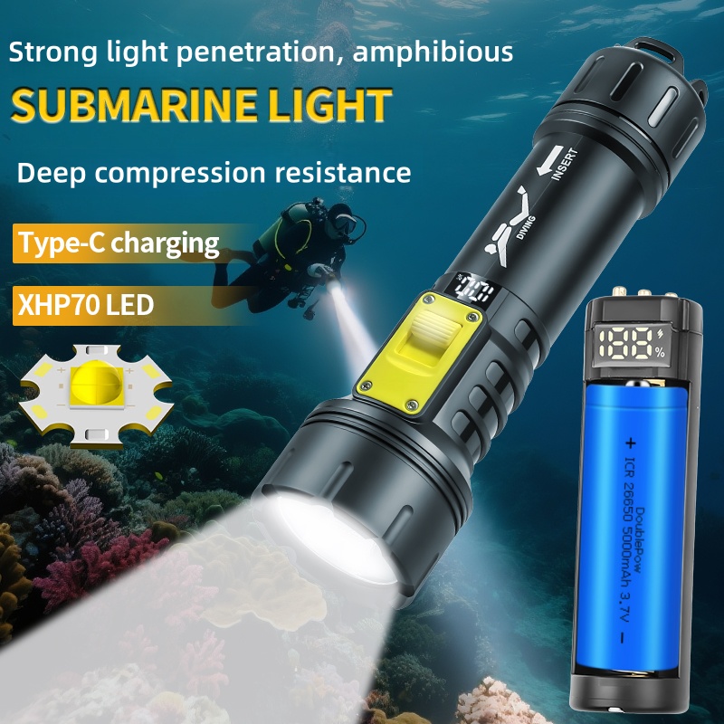 新しい XHP70 ダイビング懐中電灯 IPX8 防水デジタ - Aquatic Diving のレビューと価格