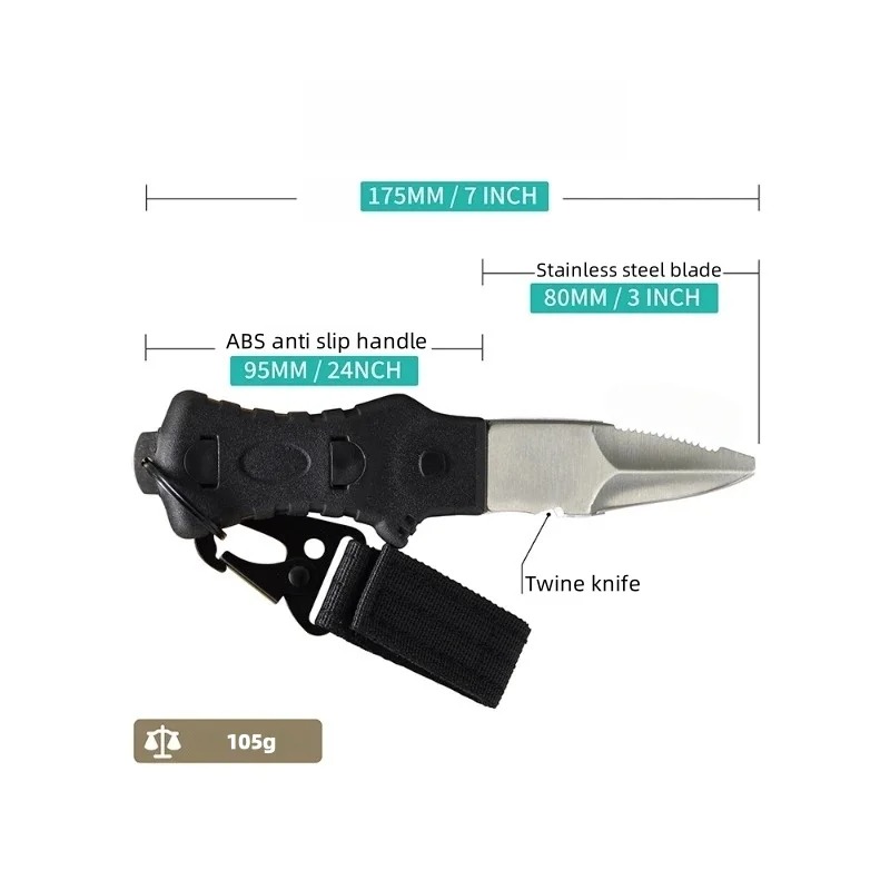 屋外水難救助ナイフ、ロープカッター付きステンレス鋼ダイビング - Dive Knife Titanium のレビューと価格